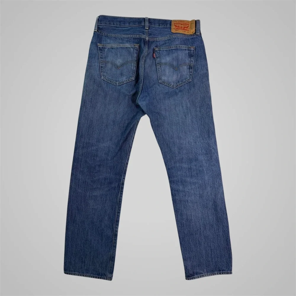Levis 501 Original Fit Mens Blue Denim Straight Leg Button Fly Jeans 34x31‎